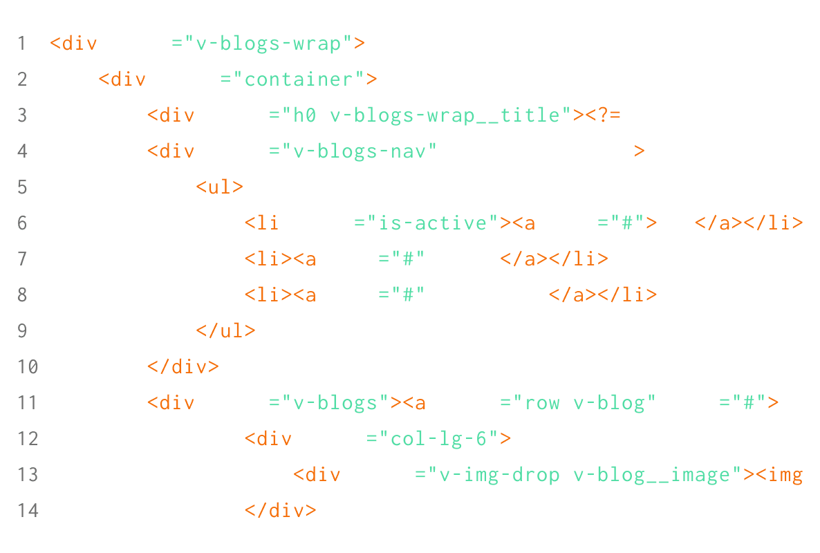 Web design code screenshot